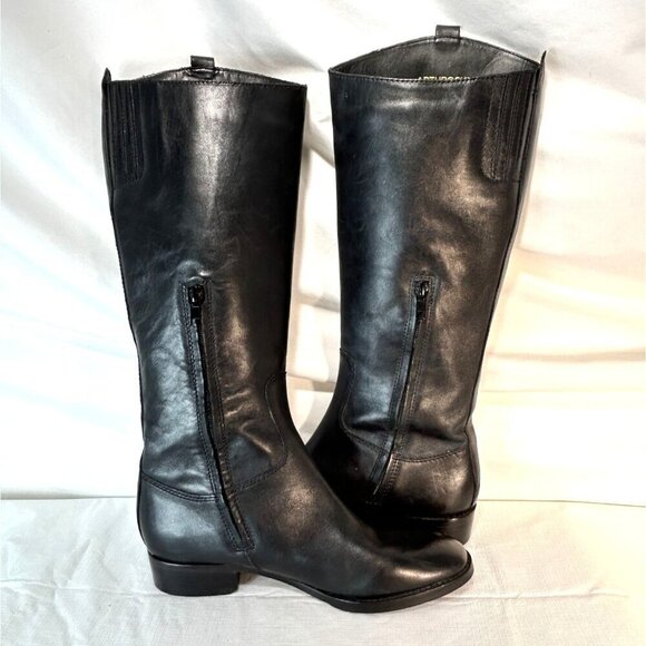 Arturo Chiang Black Riding Boots Leather Silver Button Embellished Pull On 7.5 - Picture 11 of 14